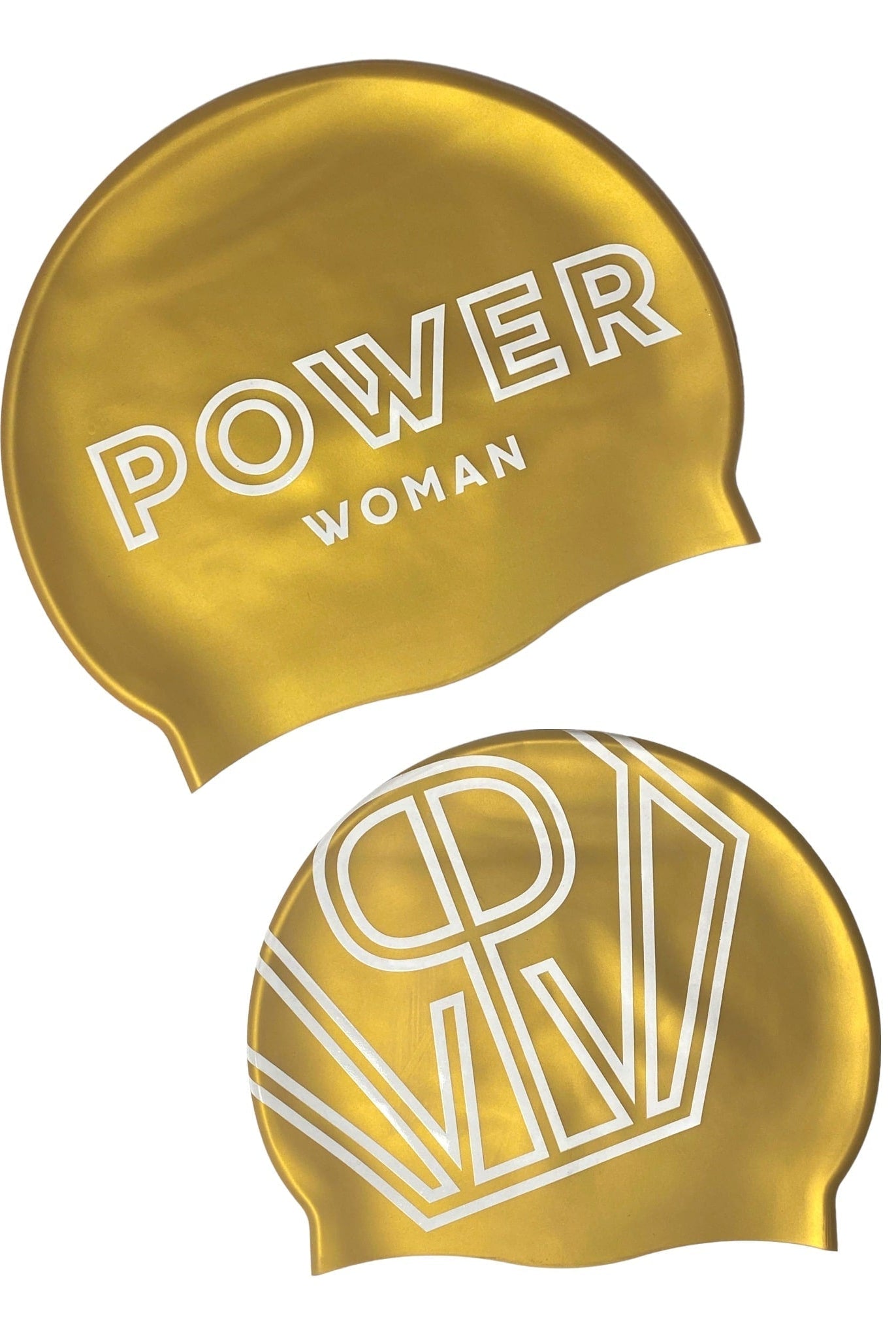 Power Woman Swim Cap Gold White