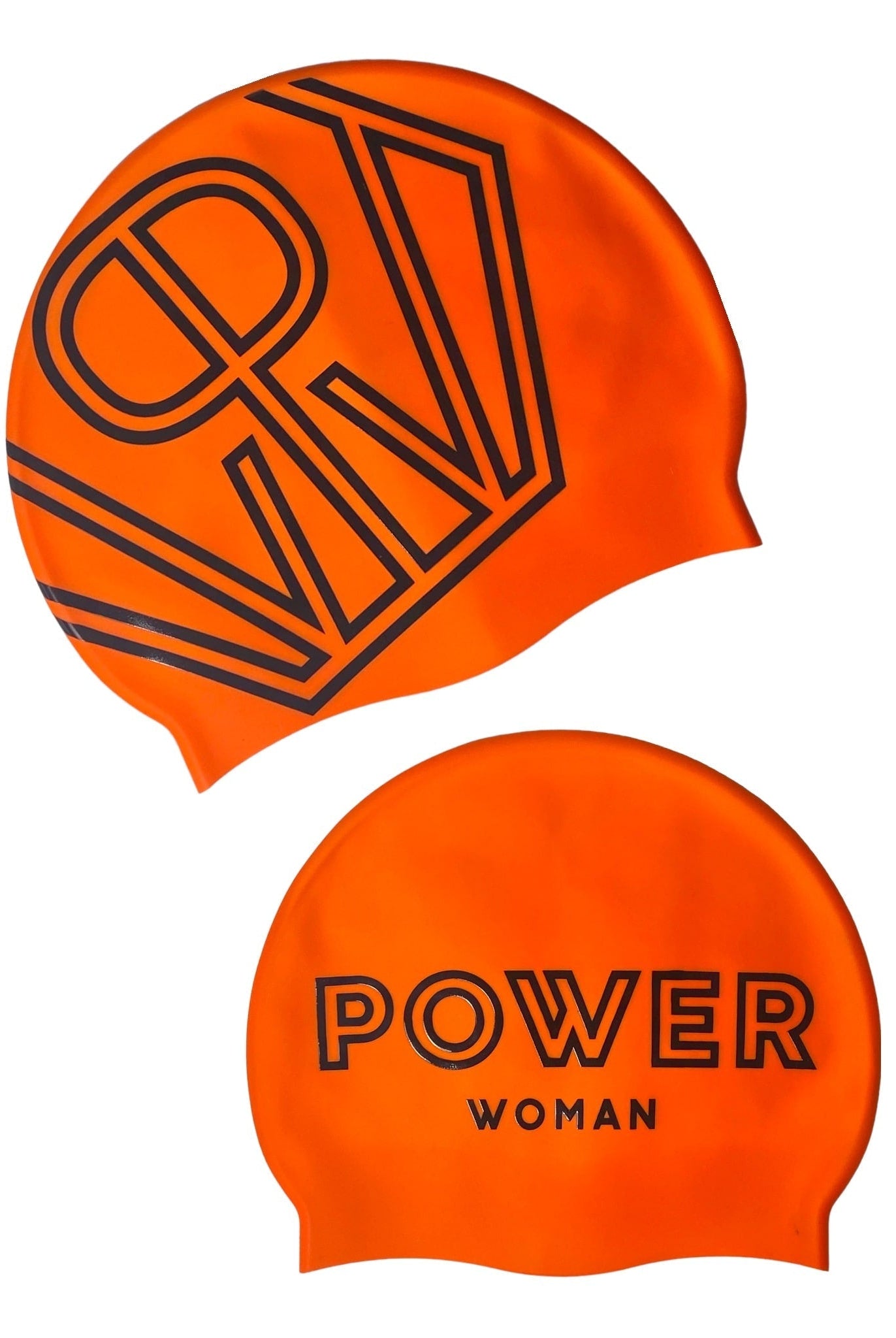 Power Woman Swim Cap Orange Black