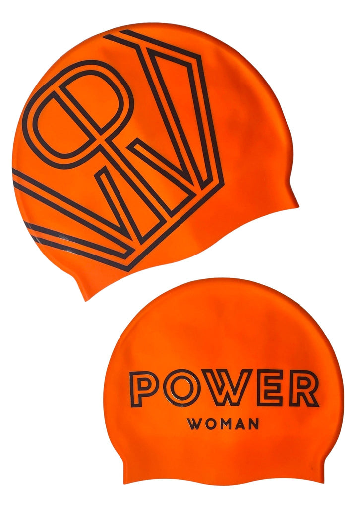 Power Woman Swim Cap Orange Black
