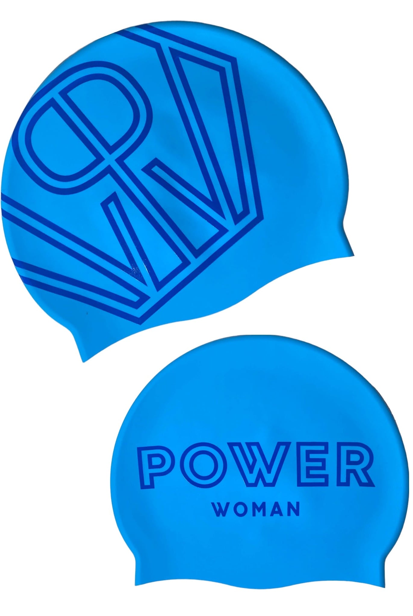 Power Woman Swim Cap Sky Blue Royal Blue