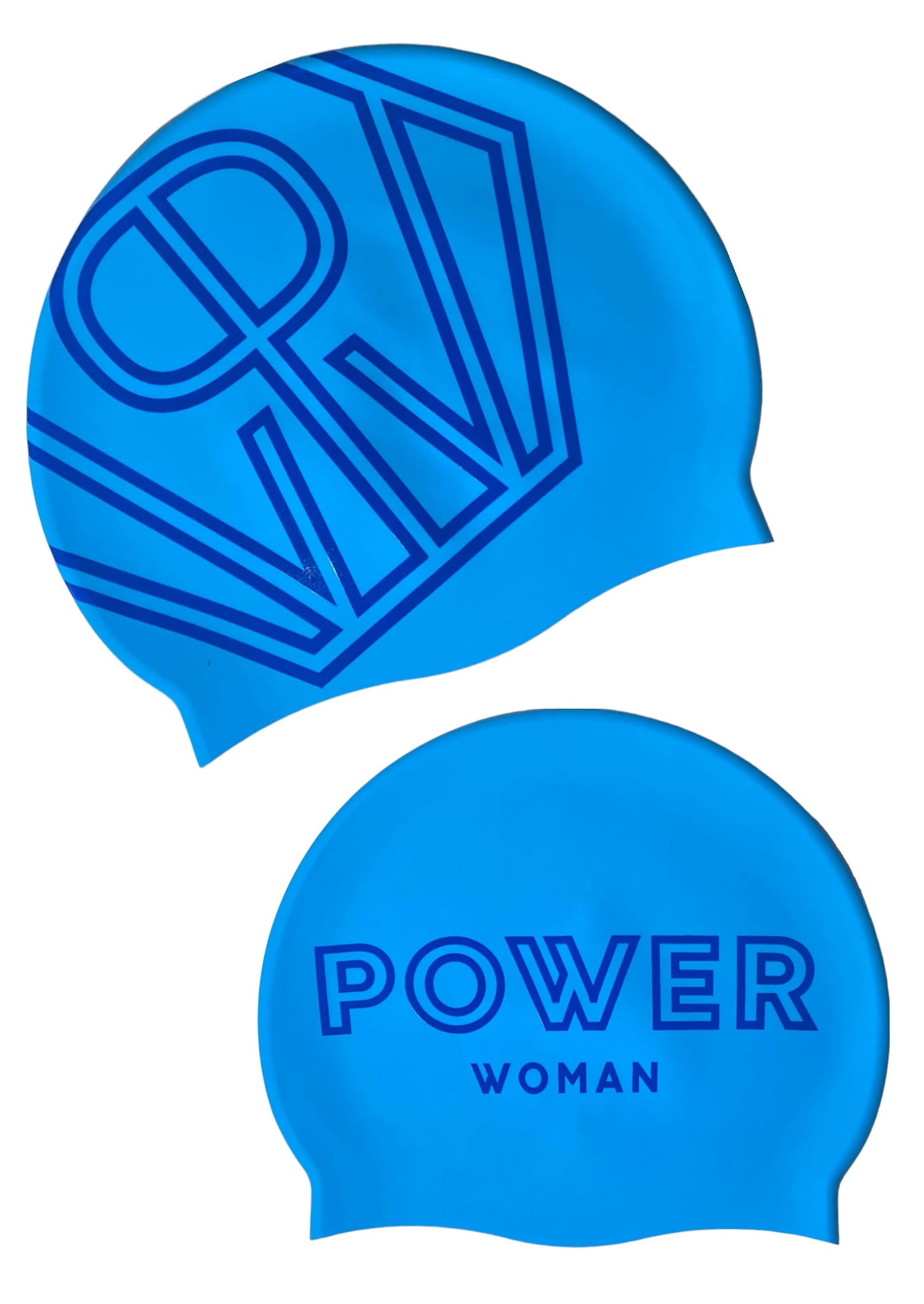 Power Woman Swim Cap Sky Blue Royal Blue