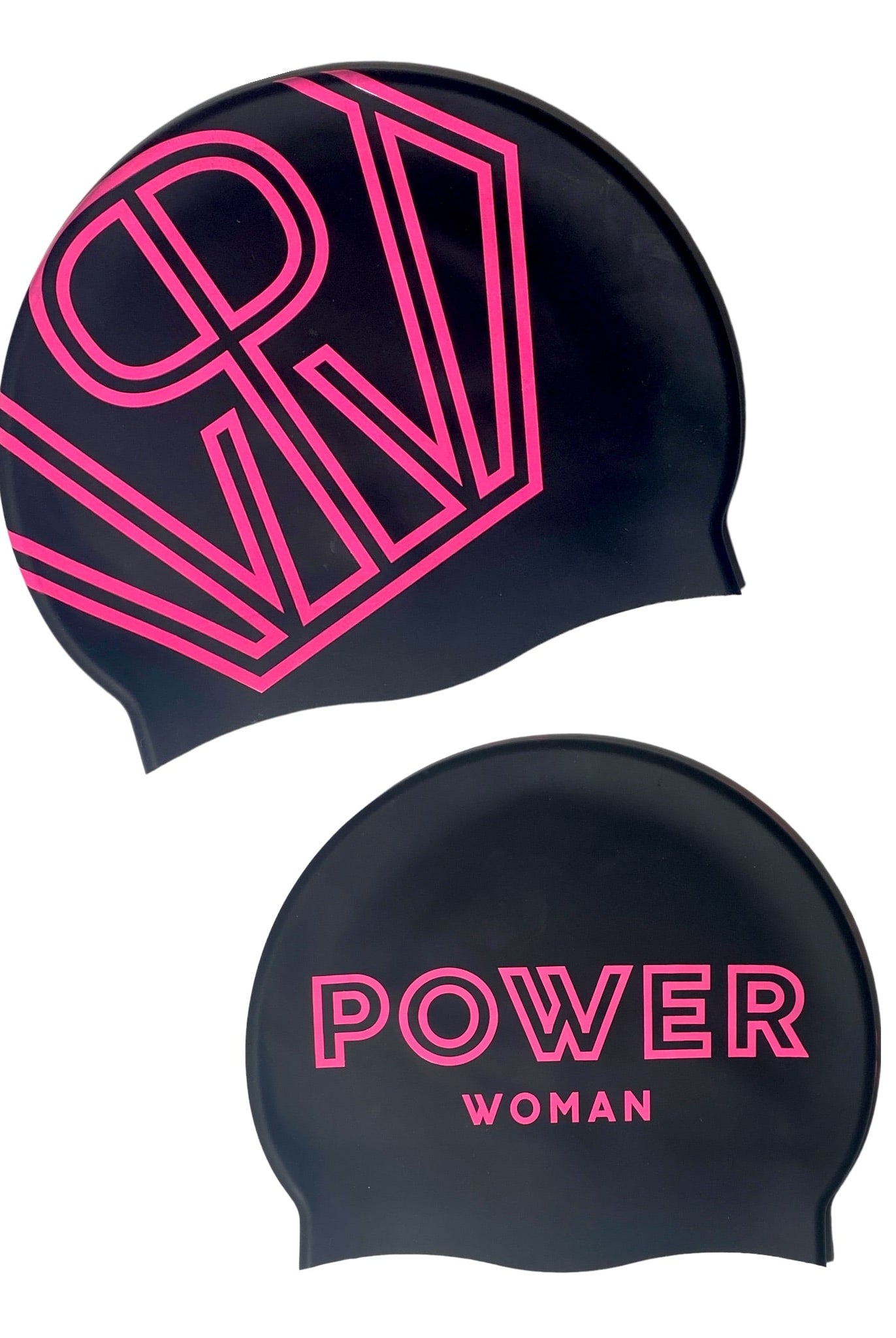 Power Woman Swim Cap Black Pink