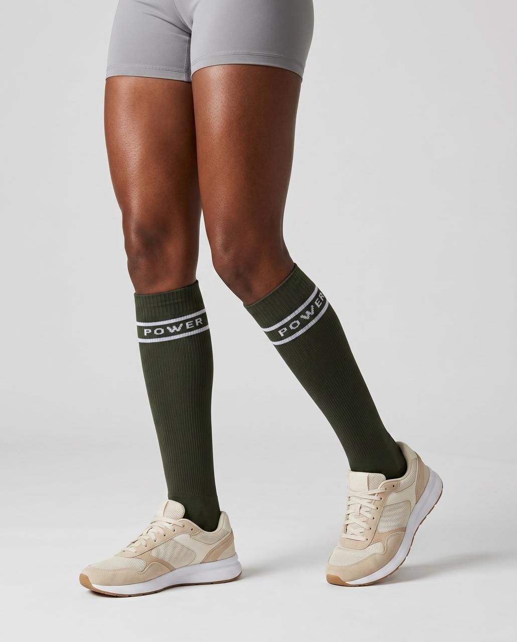 Compression Sock | Olive/White