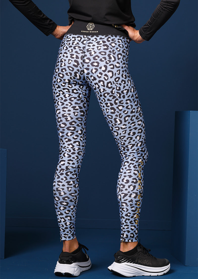 Edge Sport Pro Run Leggings | Light Blue Leo