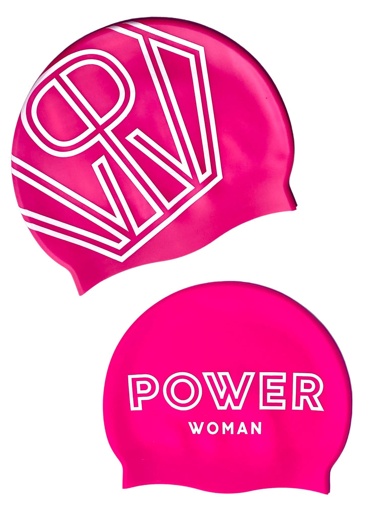 Power Woman Swim Cap in Pink White