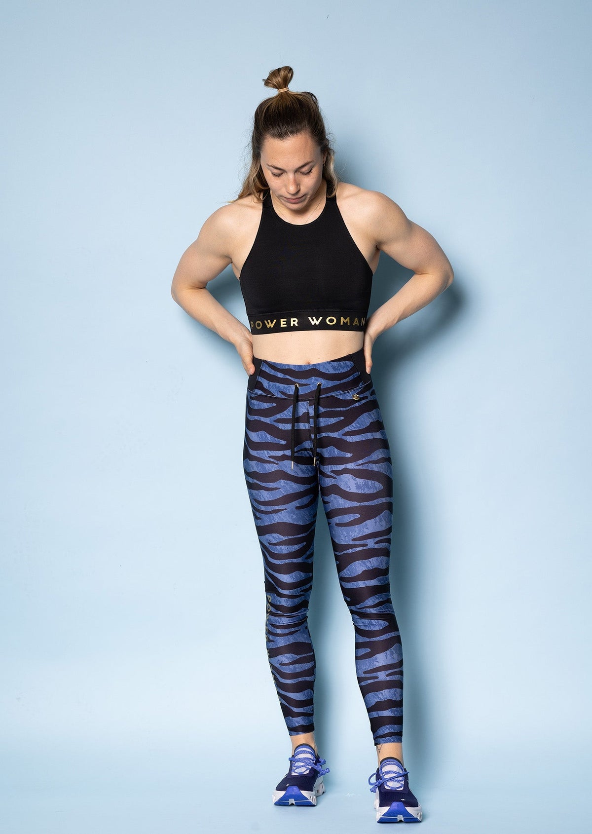 Edge Sport Pro Laufleggings | Blau/Zebra