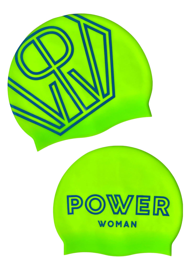 Power Woman Swim Cap Green Blue