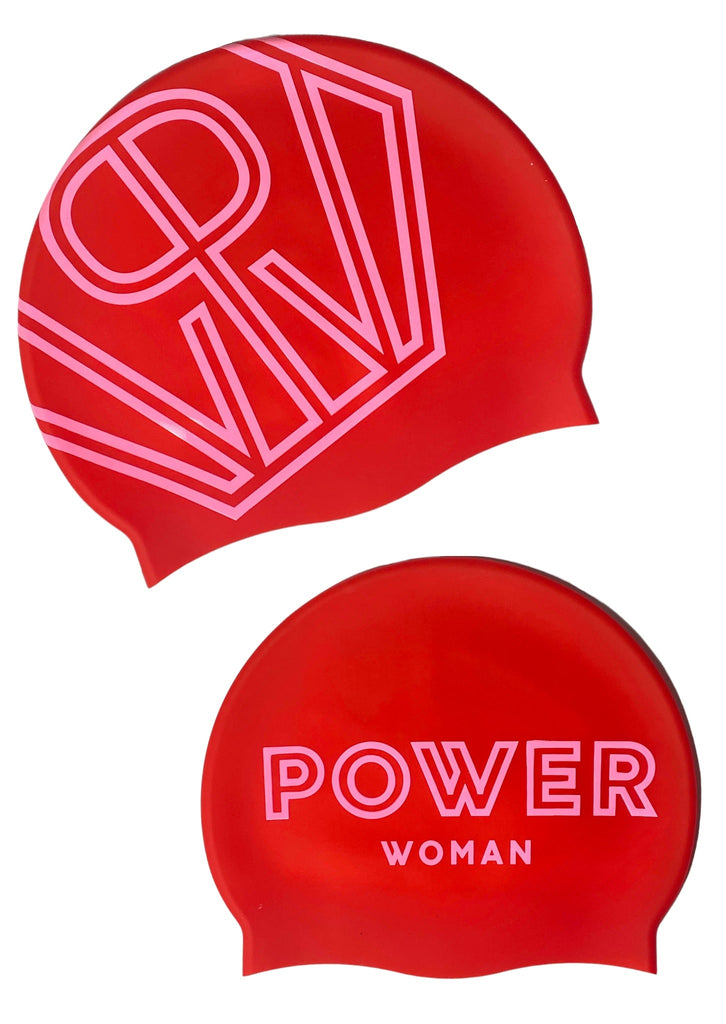 Power Woman Swim Cap Red Light Pink