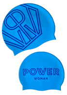 Power Woman Swim Cap Sky Blue Royal Blue