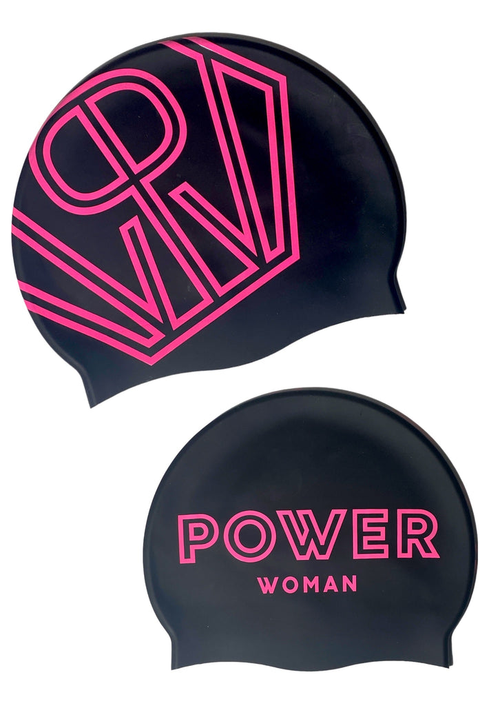 Power Woman Swim Cap Black Pink