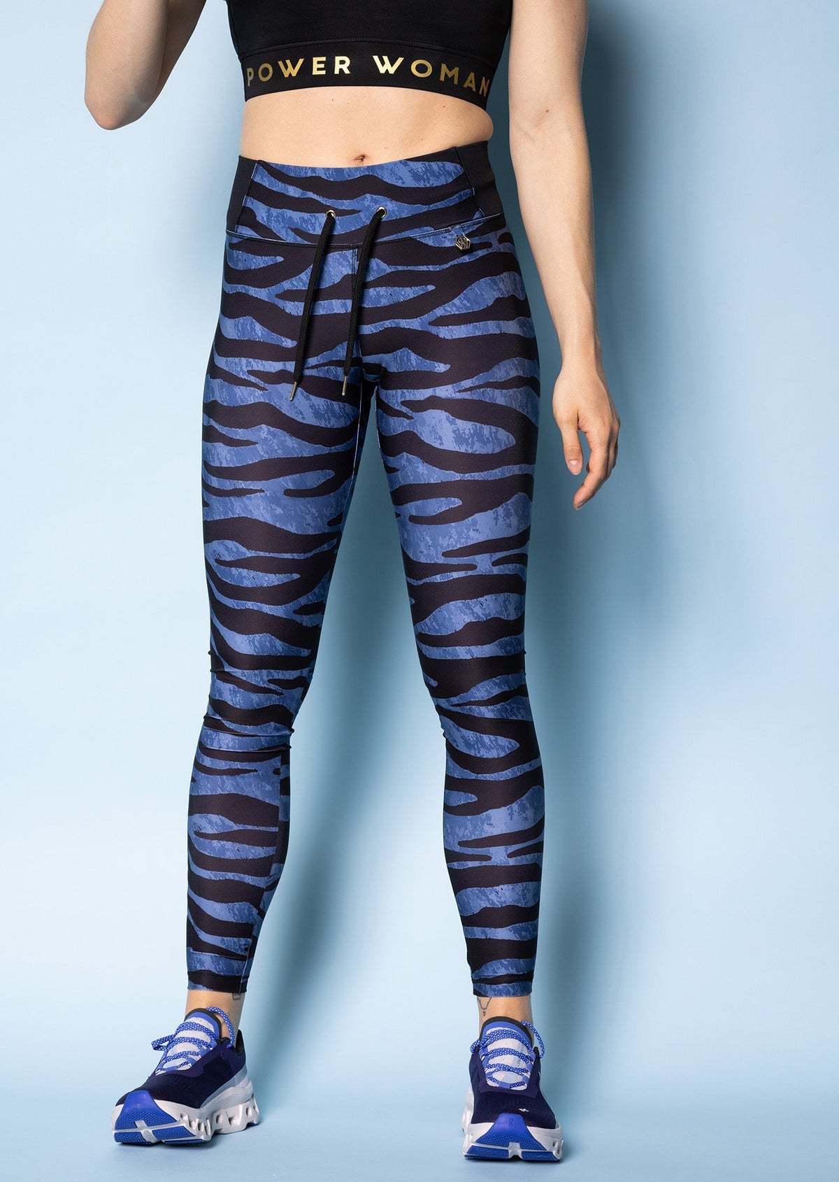 Edge Sport Pro Laufleggings | Blau/Zebra