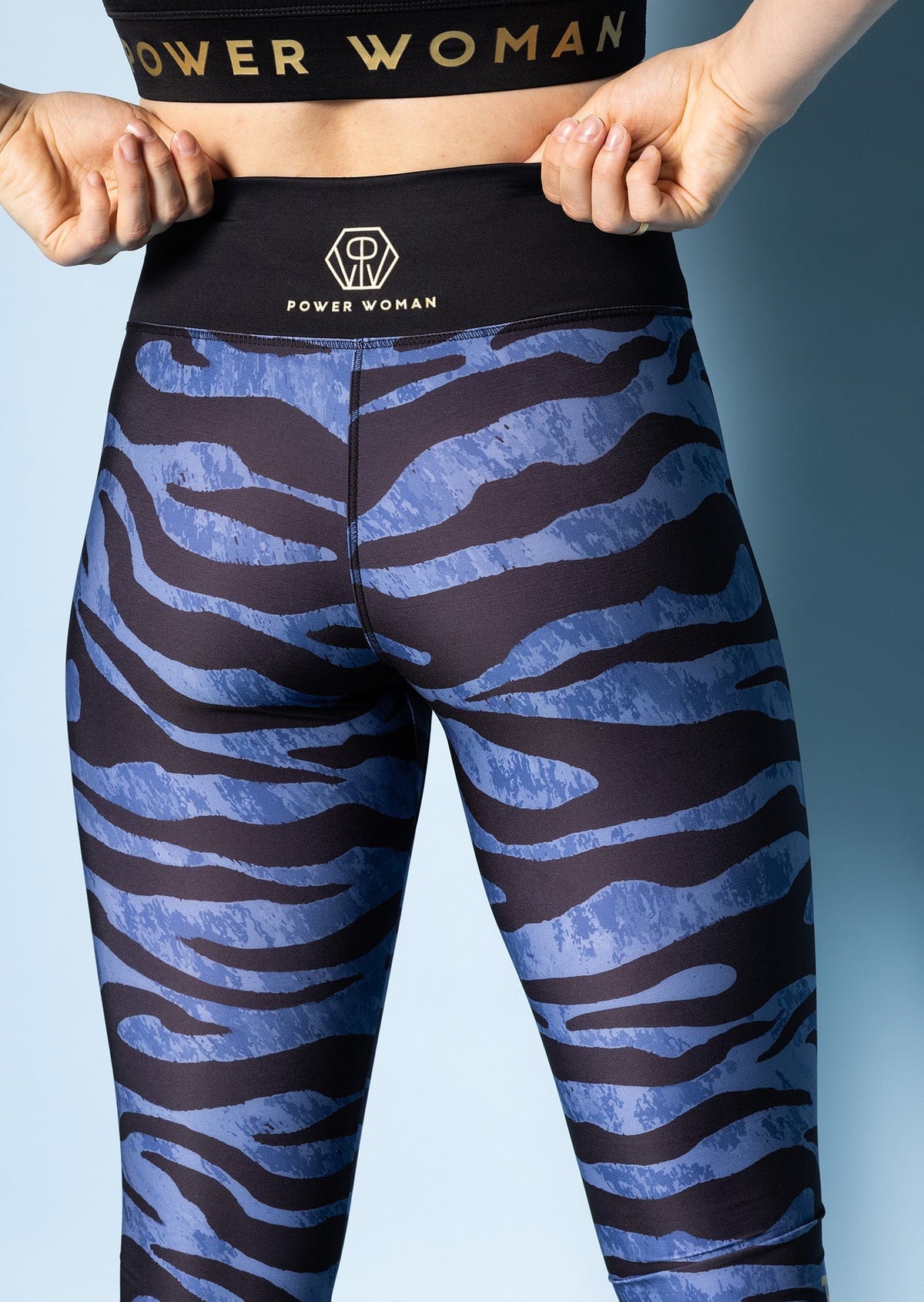 Edge Sport Pro Laufleggings | Blau/Zebra