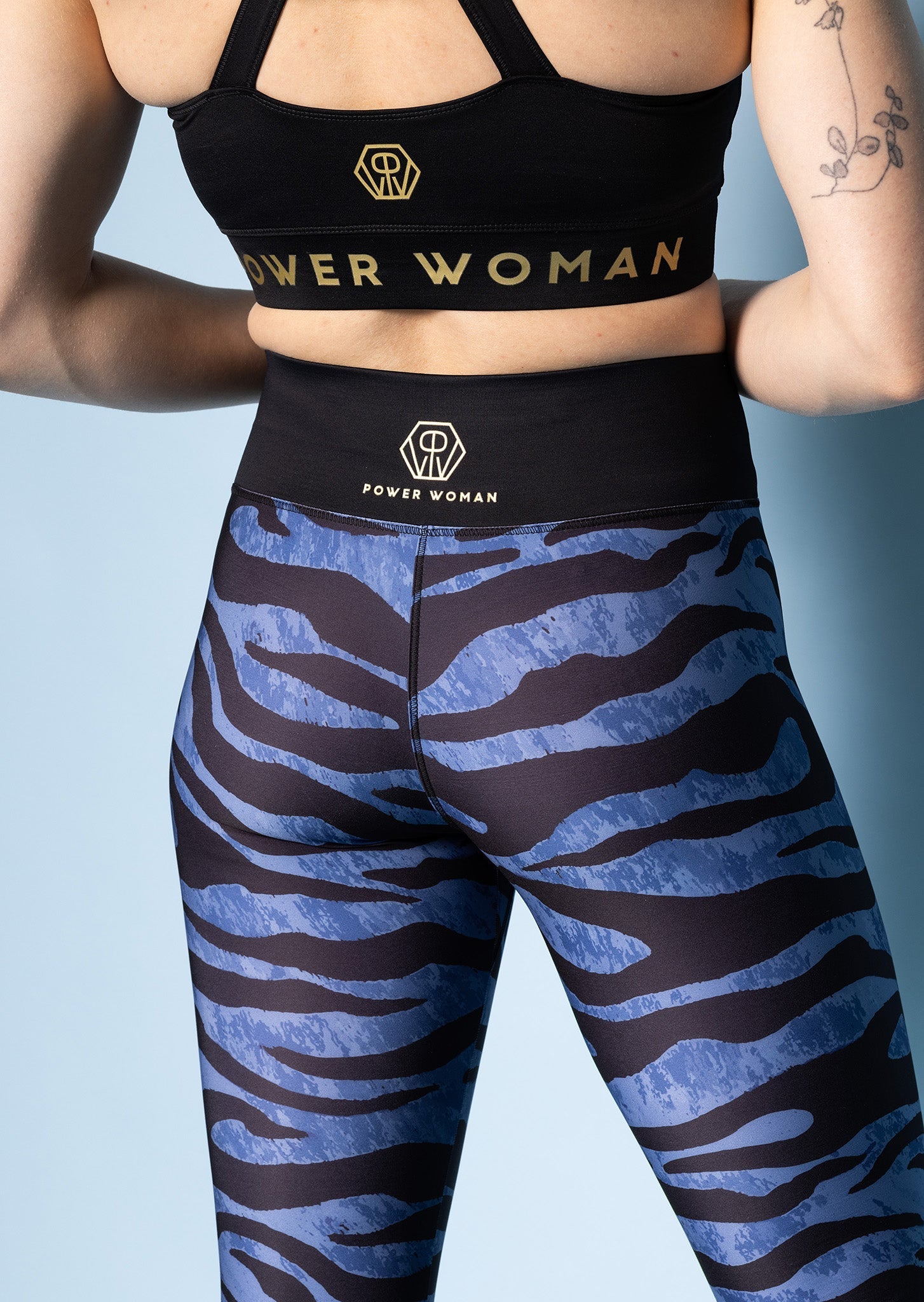 Edge Sport Pro Laufleggings | Blau/Zebra