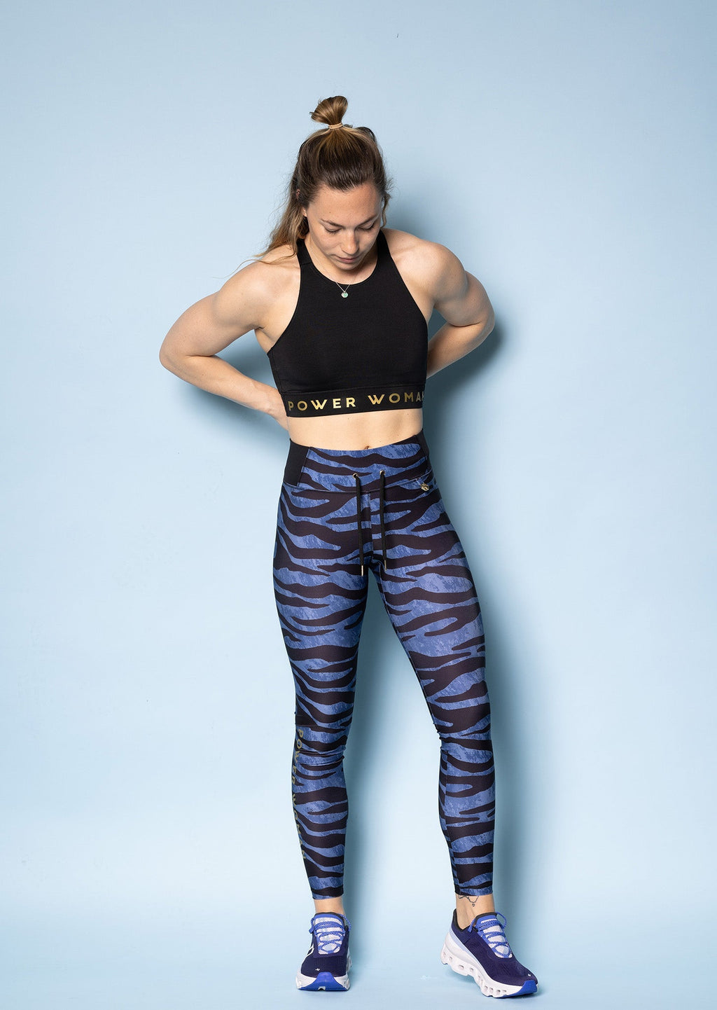 Edge Sport Pro Laufleggings | Blau/Zebra