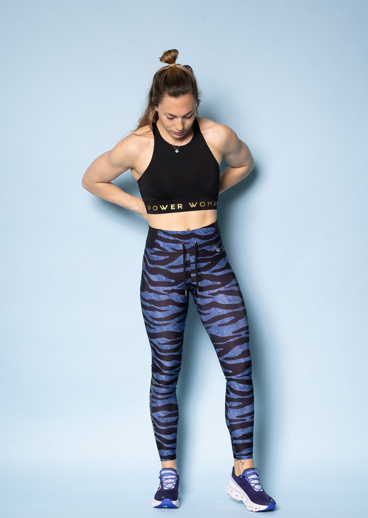 Edge Sport Pro Laufleggings | Blau/Zebra