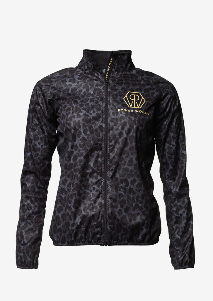 Front All Weather Jacket with Power Woman Hexagon Logo in Gold Print