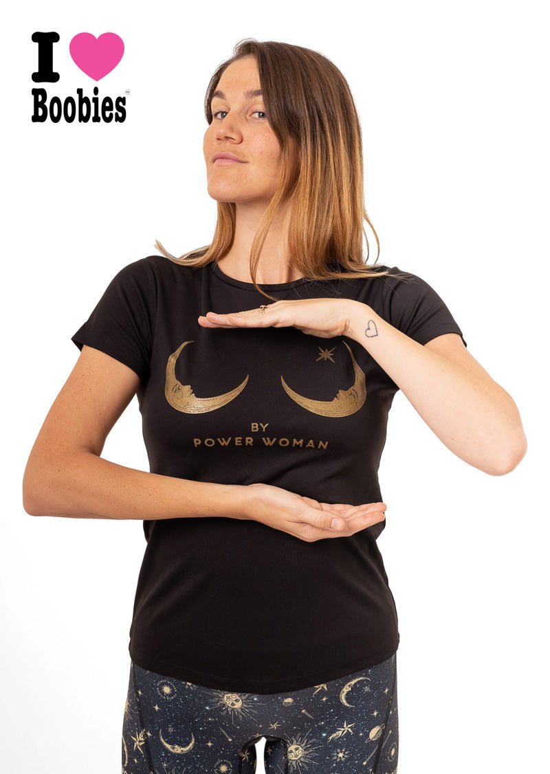 Power Woman Moon Boob Tee | Black/Gold