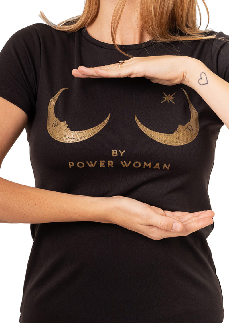Power Woman Moon Boob Tee | Black/Gold